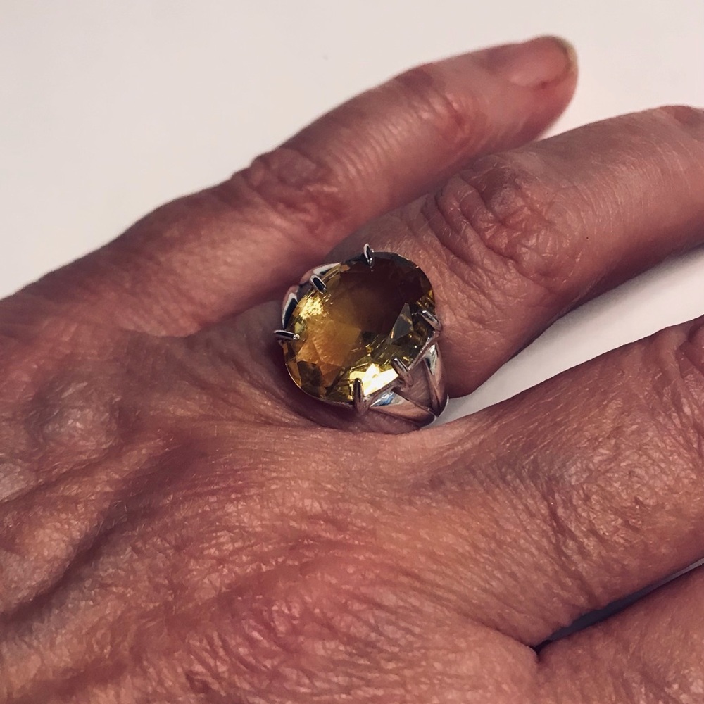 Citrine Stamped 925 Sterling Silver Ring
